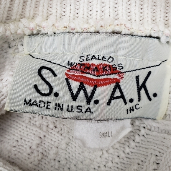 Vintage Y2K 1990s Floral Textured Cropped Sweater by S.W.A.K. Small Made in USA - Picture 9 of 10